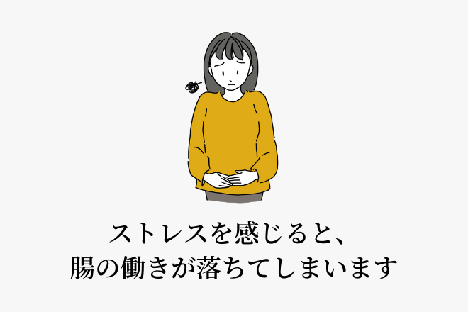 ストレスを感じると、腸の働きが落ちてしまいます