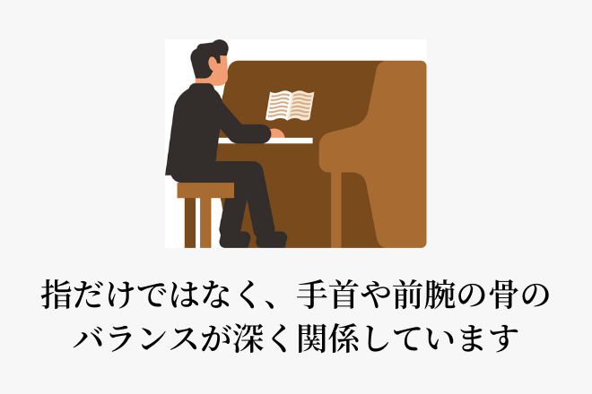 指だけではなく、手首や前腕の骨のバランスが深く関係しています